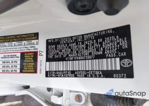 2013 Toyota Camry Se из США, поврежденный, VIN 4T1BF1FK8DU720677